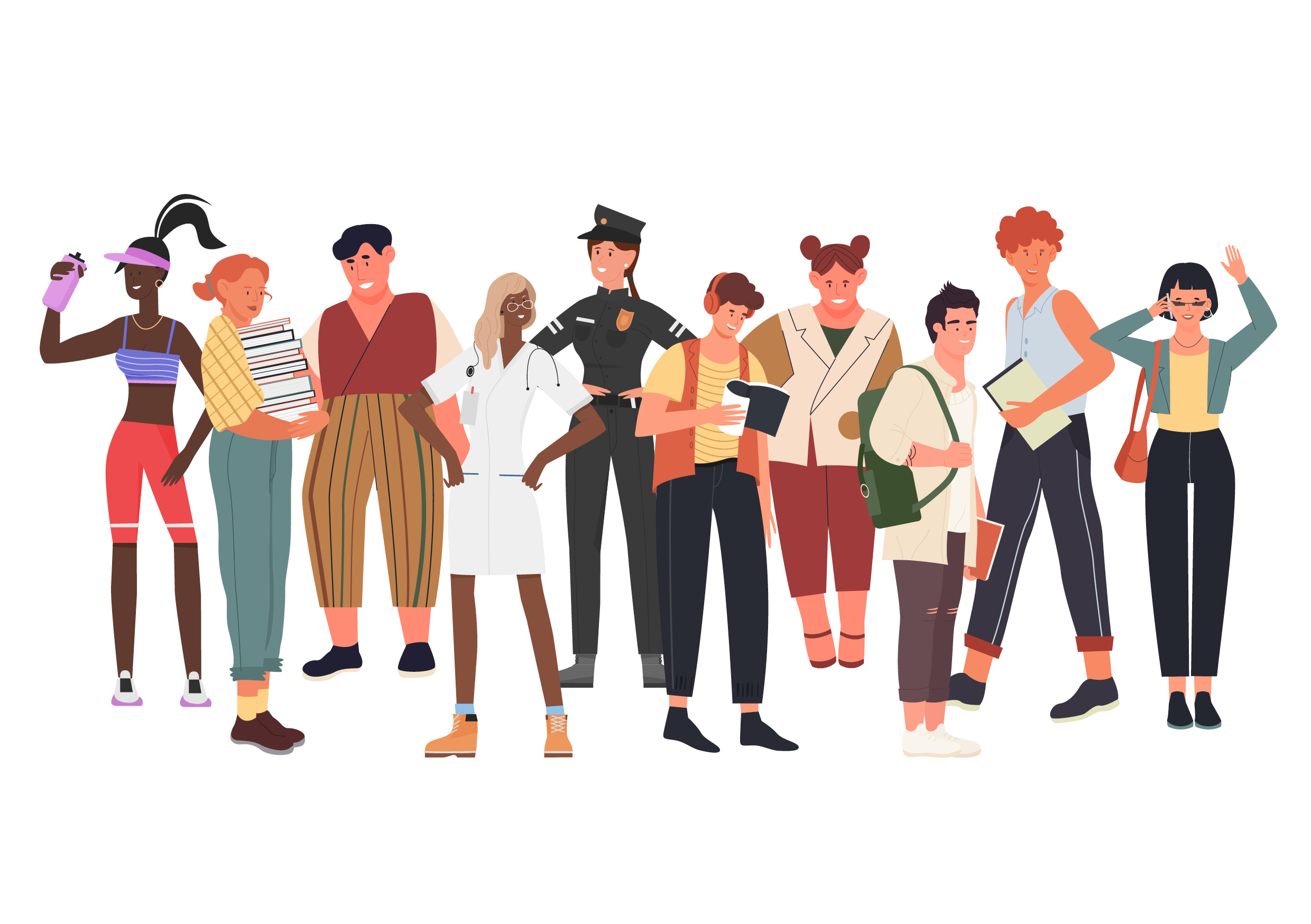 People with different jobs.